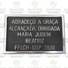 PLACA EM AGRADECIMENTO POR UMA  GRAÇA ALCANÇADA ALUMÍNIO FUNDIDO TAMANHO 10X16.