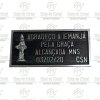 Placa: Por uma graça Alcançada. Tamanho de 12 x 25 cm, alumínio fundido.