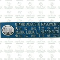 Placa Jardim das Oliveiras Alumínio com Foto Dupla Preto e Branco Tam.7x25