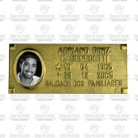 Placa para Túmulo em Bronze com 1 Foto 6x8 Preto e Branco e Texto Tam.11x25 cm