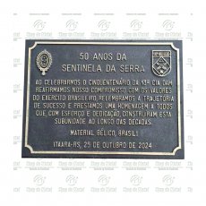 Placa comemorativa em bronze fundido tamanho de 38 x 48 cm