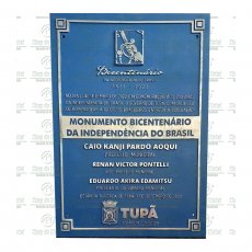 Placa de inauguração em aluminio fundido polido no tamanho de 50 x 70 cm