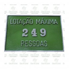 Placa para sinalização de lotação máxima em salões de eventos, ambientes fechados. tamanho 20 x 34 cm.